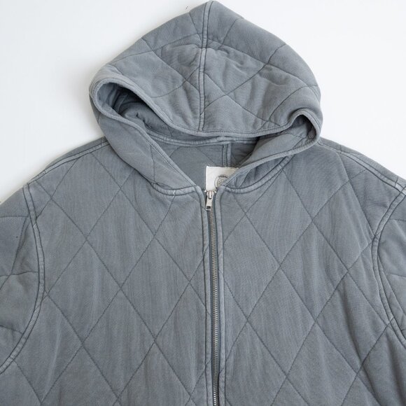 Urban Outfitters Freja Quilted Hooded Jacket Gray Winter Oversized Small - Picture 4 of 14